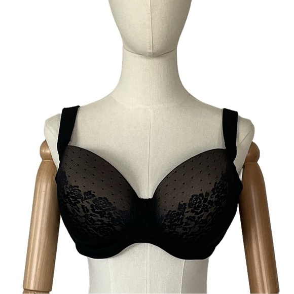 Soma Stunning Support Black Full-Coverage Bra with Lace Overlay Size 36DD - Picture 3 of 11